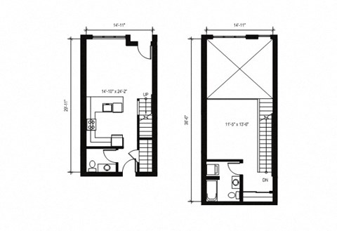 Stack House Apartments in Seattle, Washington 1x1.5 Loft Floor Plan